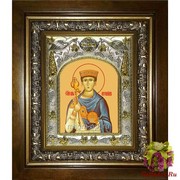 Икона освященная &quot;Иустиниан царь&quot;, 14x18 см, в деревянном киоте 20x24 см, 20x24 см