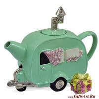 Заварочный чайник фарфоровый подарочный Кемпер. Домик путешественника. Средний. Два цвета.  Англия