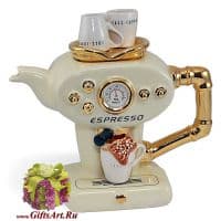 Заварочный чайник фарфоровый подарочный Чашечка эспрессо. Большой. 4 цвета.  Англия