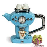 Заварочный чайник фарфоровый подарочный Чашечка эспрессо. Мини. 4 цвета.  Англия