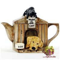 Заварочный чайник фарфоровый подарочный Кот и пёс. Мини. Англия