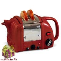 Заварочный чайник фарфоровый подарочный Тостер-ретро. Средний. Три цвета.  Англия