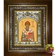Икона освященная &quot;Спиридон Тримифунтский святитель&quot;, 14x18 см, в деревянном киоте 20x24 см, 20x24 см