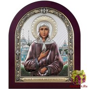 Икона освященная &quot;Ксения Петербургская (Петербуржская)&quot;, дерево, серебро 925, 16.5x20 см