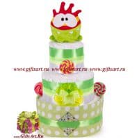 Торт из памперсов для мальчика Ам-ням. Подарок новорожденному.