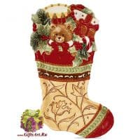 Тарелка Новогодний носок с подарками. Новогодняя посуда. Длина 37 см