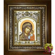 Икона освященная &quot;Казанская икона Божией Матери&quot;, 14x18 см, в деревянном киоте 20x24 см, 20x24 см