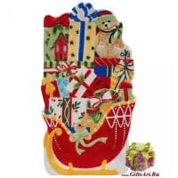 Блюдо для угощения Сани с подарками новогодняя посуда Длина 28 см