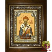 Икона освященная &quot;Спиридон Тримифунтский святитель&quot;, 18x24 см, со стразами, в деревянном киоте 24x30 см, 24x30 см