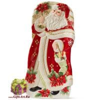 Блюдо большое Дед Мороз с подарками. Серия Пуансеттия. Новогодняя посуда. Длина 30 см