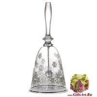 Колокольчик новогодние снежинки. Богемское стекло. Высота 18 см. Bohemia Crystal. Чехия