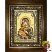 Икона освященная &quot;Владимирская икона Божией Матери&quot;, 18x24 см, со стразами, в деревянном киоте 24x30 см, 24x30 см