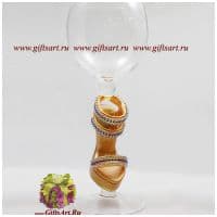 Бокал фигурный для вина Золушка 21 века туфелька Casadei. Высота 20 см. Ручная работа США