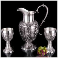 Набор кувшин для вина и 2 бокала из олова. Серия Вольный стрелок. Оловянная посуда Artina Австрия