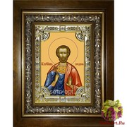 Икона освященная &quot;Богдан (Феодот) Адрианопольский мученик&quot;, 18x24 см, со стразами, в деревянном киоте 24x30 см, 24x30 см