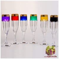 Набор 6 бокалов 150 мл для шампанского и игристых вин из богемского стекла. Crystalite Bohemia. Чехия