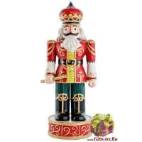 Щелкунчик в красном мундире с дудочкой. Керамика. Высота 35 см. Ручная работа. - вид 1 миниатюра