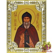 Икона освященная &quot;Илья(Илия) Муромец преподобный&quot;, дерево, серебро 925, 18x24 см, со стразами