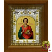 Икона освященная &quot;Пантелеймон великомученик и целитель&quot;, 14x18 см, в деревянном киоте 20x24 см, 20x24 см