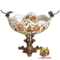 Фруктовница Две стрекозы. Фарфор и бронза. Коллекция Изобилие. Ручная работа. Высота 26 см Фруктовница Две стрекозы. Фарфор и бронза. Коллекция Изобилие. Ручная работа. Высота 26 см