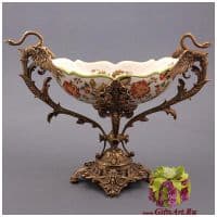 Фруктовница Лебеди. Фарфор и бронза. Коллекция Изобилие. Ручная работа. Высота 28 см