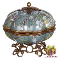 Ваза конфетница. Фарфор и бронза. Коллекция Идеальный мир. Ручная работа. Длина 16 см