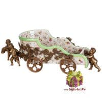 Ваза фруктовница. Фарфор и бронза. Коллекция Кареты и повозки. Ручная работа. Длина 49 см