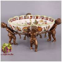 Блюдо большое. Фарфор и бронза. Ручная работа. Коллекция Изобилие. Диаметр 39 см