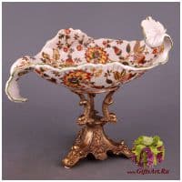 Фруктовница Волна. Фарфор и бронза. Ручная работа. Коллекция Изобилие. Размер 30 см