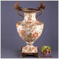 Ваза Две стрекозы. Фарфор и бронза. Коллекция Изобилие. Ручная работа. Высота 45 см