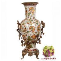 Ваза напольная Флора. Фарфор и бронза. Коллекция Изобилие. Ручная работа. Высота 52 см