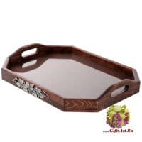 Поднос из олова и дерева Виноград Серия Классика. Длина 45 см. Португалия