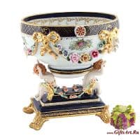 Ваза фруктовница в дворцовом императорском антикварном стиле. Высота 33 см Фарфор золочение. Ручная работа.