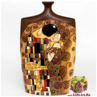 Ваза фарфоровая Klimt Kiss Климт Поцелуй Высота 35 см. Ручная работа Подарочная упаковка