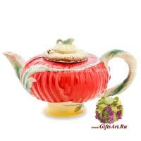 Заварочный чайник фарфоровый подарочный Красный мак и пчёлка. 500 мл.