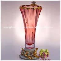 Ваза для цветов. Розовый Хрусталь. Фарфор. Золочение. Стразы Сваровски. Высота 35,5 см. Чехия