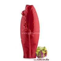 Ваза фарфоровая скульптурная Рубиновый лист с лягушками Высота 36 см. Подарочная упаковка
