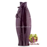 Ваза фарфоровая скульптурная Лиловый лист с лягушками Высота 42 см. Подарочная упаковка