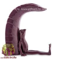 Подсвечник фарфоровый Лиловый лист с лягушкой Высота 17 см. Подарочная упаковка