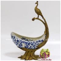 Чаша Павлин. Серия Аравия. Фарфор и бронза. Ручная работа. Высота 47 см