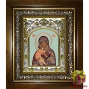 Икона освященная &quot;Владимирская икона Божией Матери&quot;, 14x18 см, в деревянном киоте 20x24 см, 20x24 см