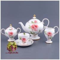 Чайный сервиз Цветущая роза сады Сальвадора . Фарфор 15 предметов. Подарочная упаковка
