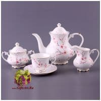 Чайный сервиз Цветущая сакура. Фарфор. 15 предметов. Подарочная упаковка - вид 1 миниатюра