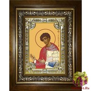 Икона освященная &quot;Георгий Победоносец великомученик&quot;, 18x24 см, со стразами, в деревянном киоте 24x30 см, 24x30 см