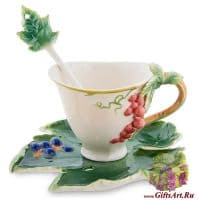 Кофейная пара Виноград. Фарфор. Ручная работа. 150 мл. Подарочная упаковка.