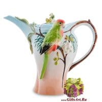 Заварочный чайник фарфоровый подарочный Попугайчик. 900 мл. Подарочная упаковка.