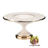 Фруктовница молочного цвета фарфоровая со стразами Сияние. Диаметр 32 см