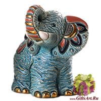 Весёлый слонёнок De Rosa Rinconada керамическая фигурка. Высота 8,5 см