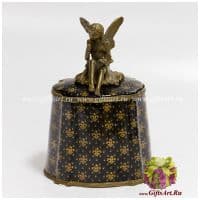 Конфетница. Фарфор и бронза. Ручная работа. Декор Флёр-де-ли Fleur de Lys. Высота 21 см