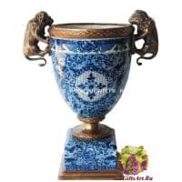 Ваза-кубок Львы. Фарфор и бронза. Ручная работа. Высота 45 см